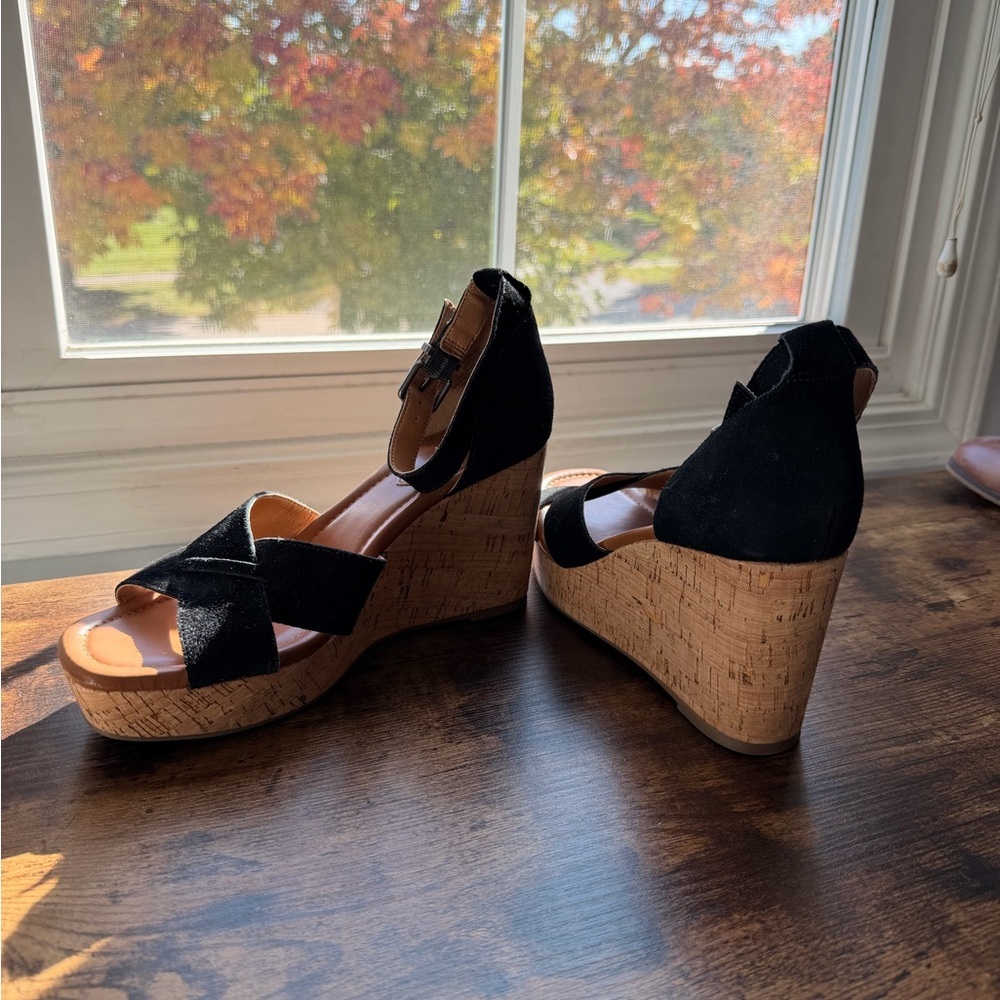 Crown Vintage Black Suede and Cork Wedges - Picture 3 of 5